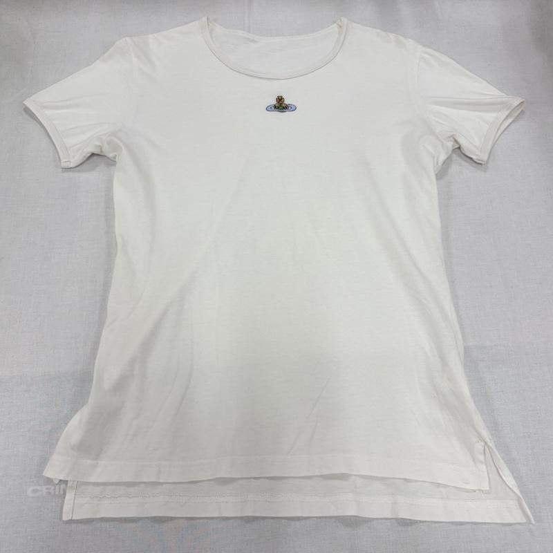ヴィヴィアンウエストウッド Vivienne Westwood Tシャツ 半袖 半袖 ORB オーブ 刺繍 クルーネック Tシャツ - ワンポイント X ロゴ、文字 X 刺繍 白 / ホワイト / white レディース USED 古着 中古 50166236