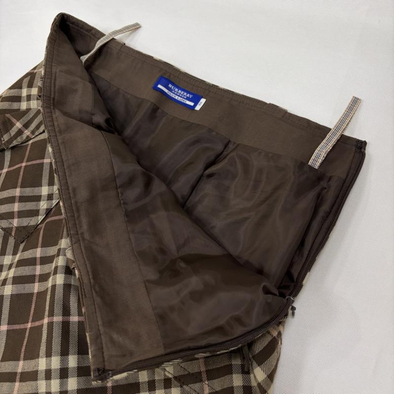 バーバリーロンドン Burberry London スカート ミニスカート BULE LABEL チェックミニタイトスカート スリット ボタン ポケット ストレッチ生地 38 チェック 茶 / ブラウン / brown レディース USED 古着 中古 50166237