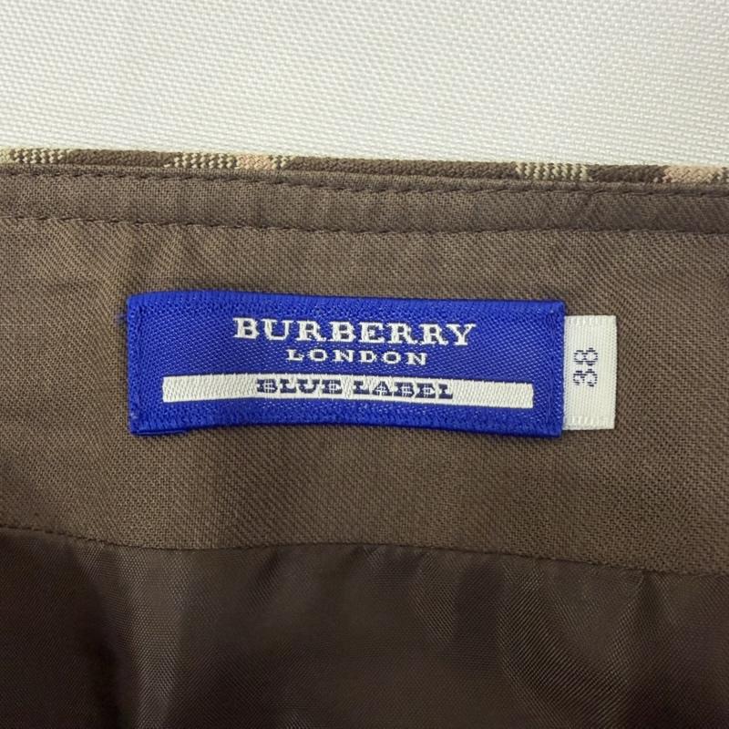 バーバリーロンドン Burberry London スカート ミニスカート BULE LABEL チェックミニタイトスカート スリット ボタン ポケット ストレッチ生地 38 チェック 茶 / ブラウン / brown レディース USED 古着 中古 50166237
