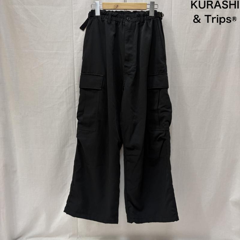 古着 USED ボトムス ボトムス KURASHI&Trips PUBLISHING きれいめカーゴパンツ ハイウエスト 2WAY ワイドパンツ M 無地 黒 / ブラック / black レディース USED 古着 中古 50166239