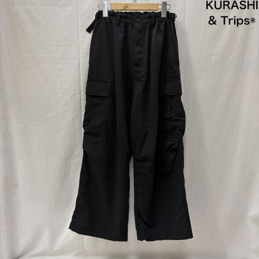 古着 USED ボトムス ボトムス KURASHI&Trips PUBLISHING きれいめカーゴパンツ ハイウエスト 2WAY ワイドパンツ M 無地 黒 / ブラック / black レディース USED 古着 中古 50166239