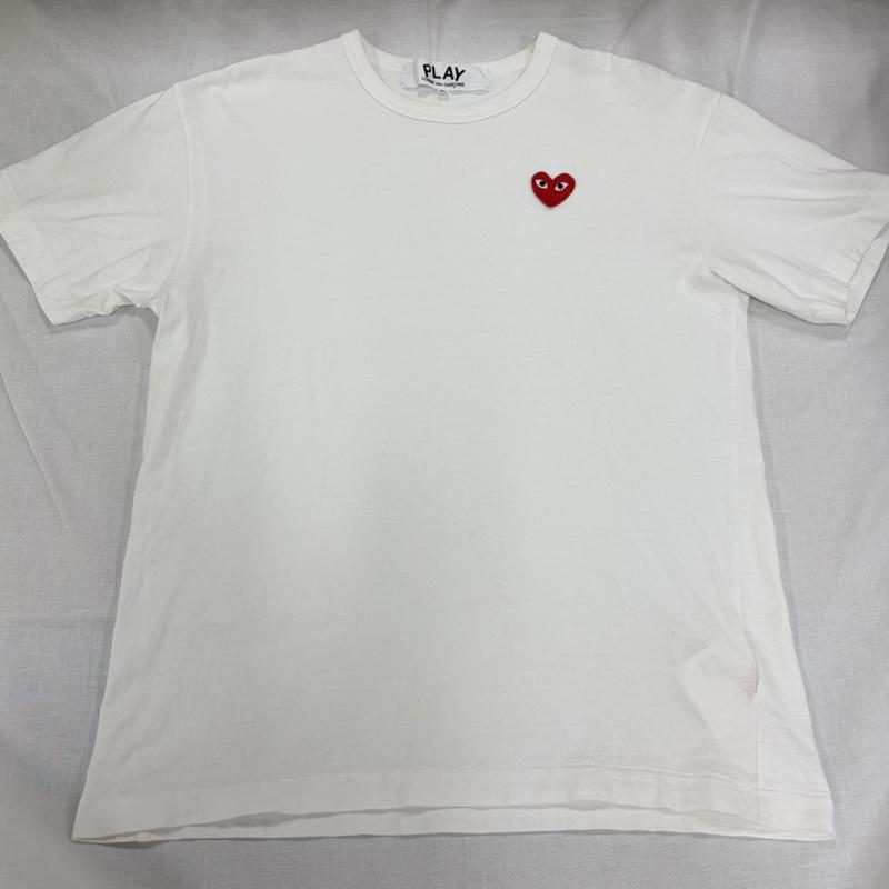 コムデギャルソン COMME des GARCONS Tシャツ 半袖 PLAY プレイ ハート 半袖 Tシャツ ロゴ 刺繍 ワッペン パッチ XL ワンポイント X ロゴ、文字 X 刺繍 白 / ホワイト / white X 赤 / レッド / red メンズ USED 古着 中古 50166241