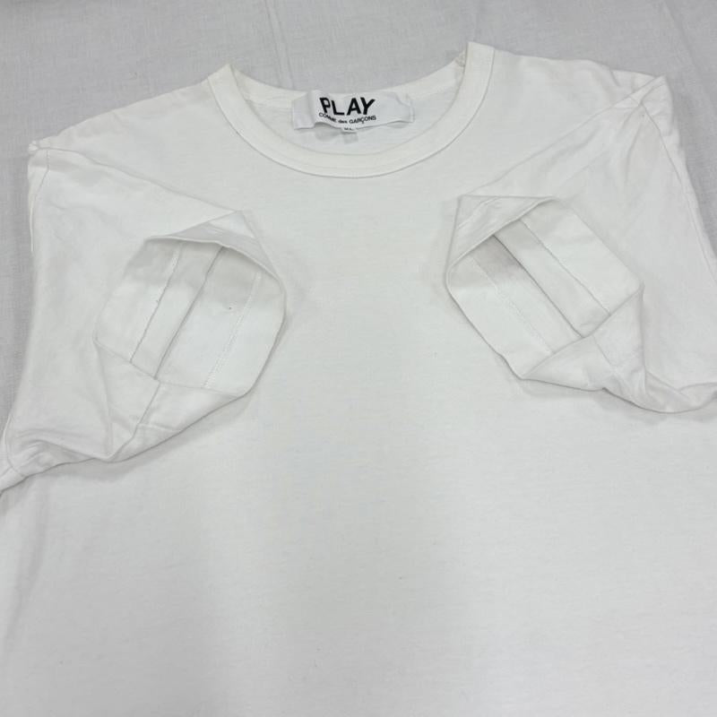 コムデギャルソン COMME des GARCONS Tシャツ 半袖 PLAY プレイ ハート 半袖 Tシャツ ロゴ 刺繍 ワッペン パッチ XL ワンポイント X ロゴ、文字 X 刺繍 白 / ホワイト / white X 赤 / レッド / red メンズ USED 古着 中古 50166241