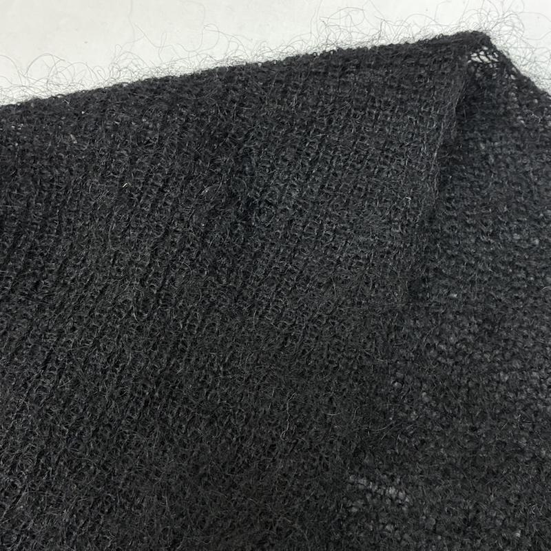 ヨウジヤマモト Yohji Yamamoto ニット、セーター 長袖 Y s モヘア ナイロン ウール Vネック ワンポイント レザー センター スリット ロング セーター MN-K50-186 3 メンズ USED 古着 中古 50166242