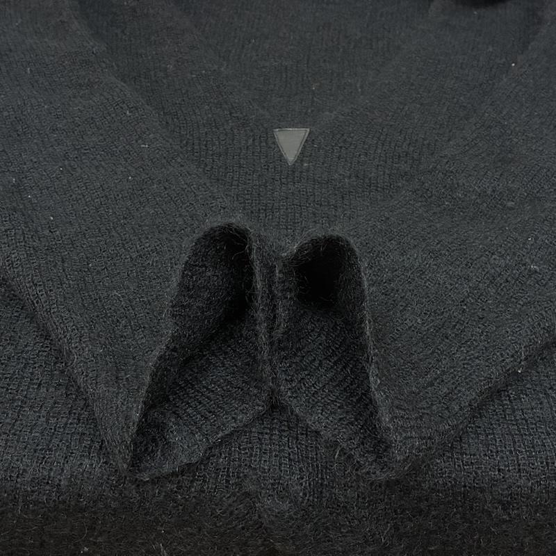 ヨウジヤマモト Yohji Yamamoto ニット、セーター 長袖 Y s モヘア ナイロン ウール Vネック ワンポイント レザー センター スリット ロング セーター MN-K50-186 3 メンズ USED 古着 中古 50166242