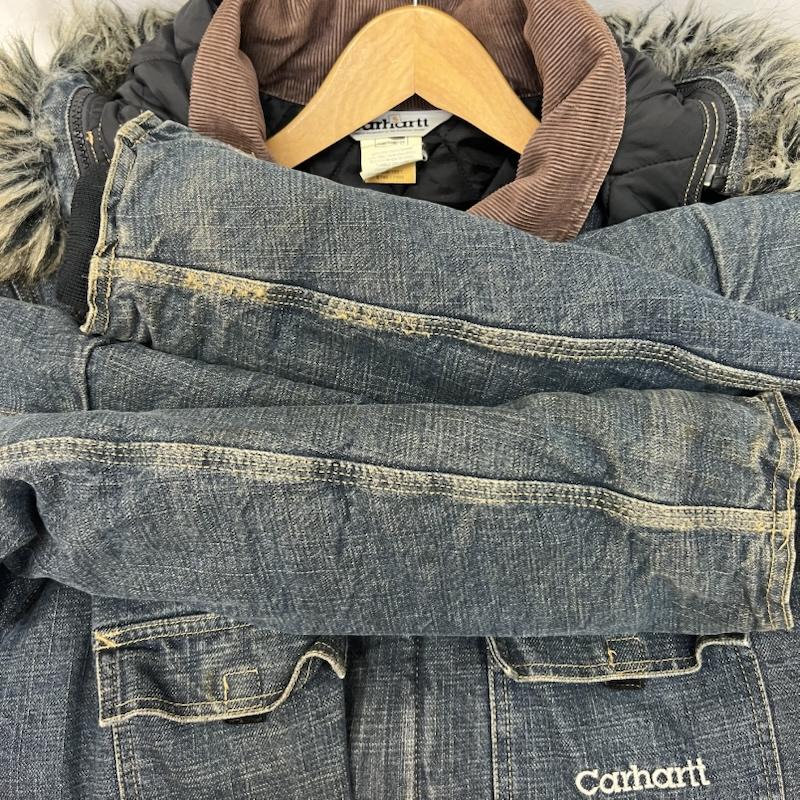 カーハート Carhartt ジャケット、上着 ジャンパー、ブルゾン フード付き デニム ワーク トラディショナル ジャケット XL メンズ USED 古着 中古 50166244
