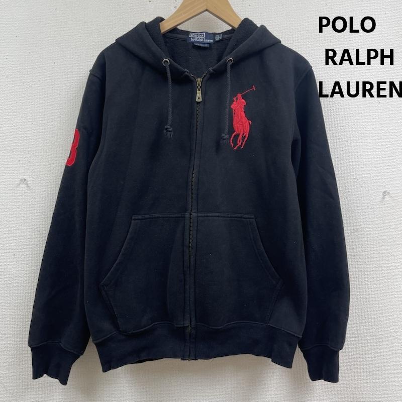 ポロラルフローレン POLO RALPH LAUREN パーカー 長袖 ビッグポニー ロゴ刺繍 裏起毛 ジップアップ パーカー L 黒 / ブラック / black メンズ USED 古着 中古 50166273