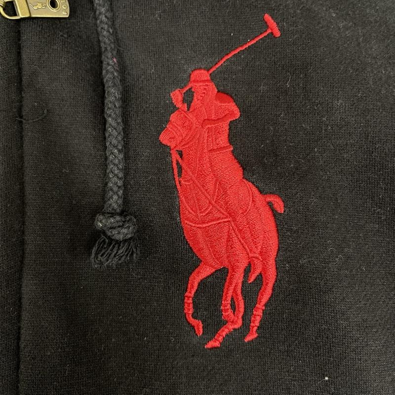 ポロラルフローレン POLO RALPH LAUREN パーカー 長袖 ビッグポニー ロゴ刺繍 裏起毛 ジップアップ パーカー L 黒 / ブラック / black メンズ USED 古着 中古 50166273