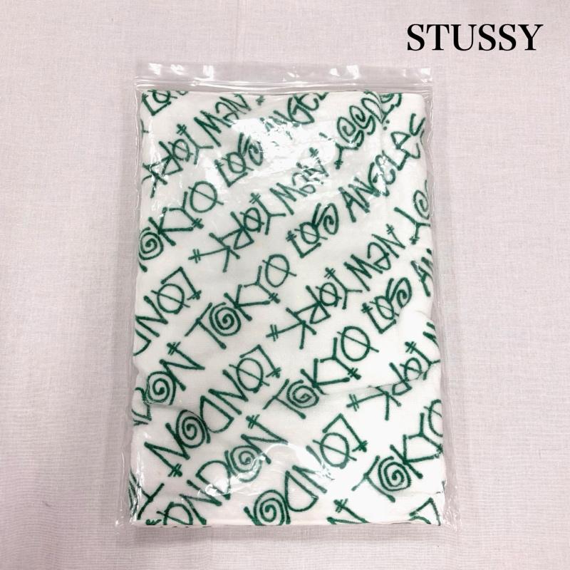 ステューシー STUSSY ファッション小物 ファッション小物 OLD オールド 総柄 ロゴ フェイスタオル 非売品 ノベルティ - ロゴ、文字 X プリント 白 / ホワイト / white X 緑 / グリーン / green メンズ USED 古着 中古 50166274