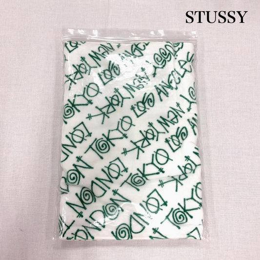 ステューシー STUSSY ファッション小物 ファッション小物 OLD オールド 総柄 ロゴ フェイスタオル 非売品 ノベルティ - ロゴ、文字 X プリント 白 / ホワイト / white X 緑 / グリーン / green メンズ USED 古着 中古 50166274