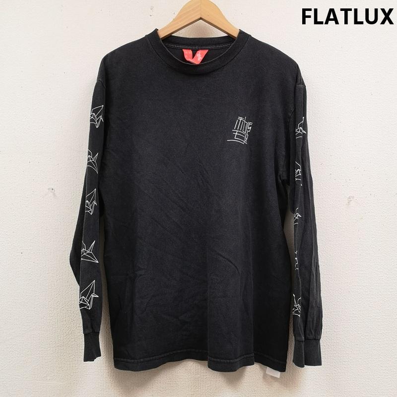 フラットラックス FLATLUX Tシャツ 長袖 折り鶴 折り紙 鶴 和柄 和モノ ピグメント加工 L/S TEE 長袖 Ｔシャツ 黒 / ブラック / black メンズ USED 古着 中古 50166292