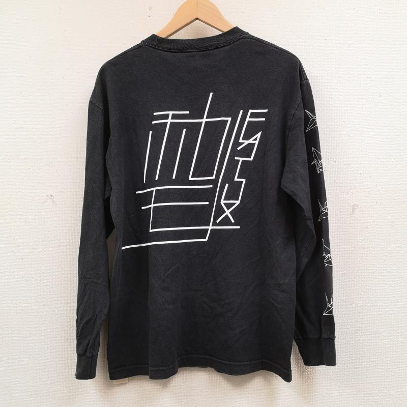 フラットラックス FLATLUX Tシャツ 長袖 折り鶴 折り紙 鶴 和柄 和モノ ピグメント加工 L/S TEE 長袖 Ｔシャツ 黒 / ブラック / black メンズ USED 古着 中古 50166292