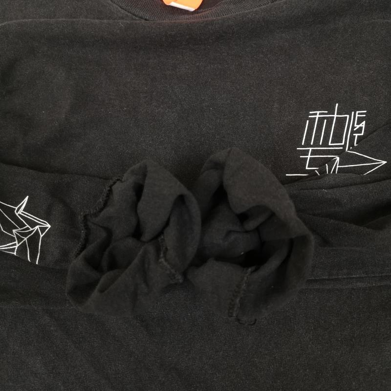 フラットラックス FLATLUX Tシャツ 長袖 折り鶴 折り紙 鶴 和柄 和モノ ピグメント加工 L/S TEE 長袖 Ｔシャツ 黒 / ブラック / black メンズ USED 古着 中古 50166292