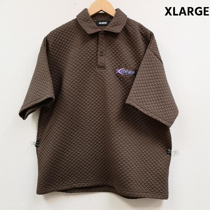 エクストララージ XLARGE ポロシャツ 半袖 2024SS ダイア柄 キルティング ワッフル 有刺鉄線 半袖 ポロシャツ 101242013003 M 茶 / ブラウン / brown メンズ USED 古着 中古 50166297