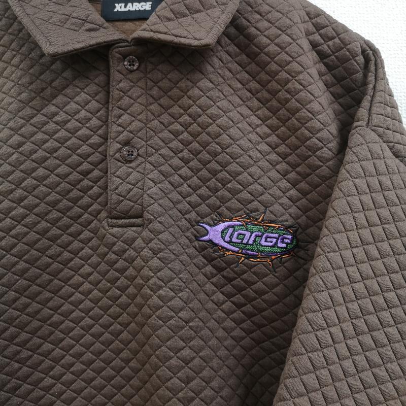 エクストララージ XLARGE ポロシャツ 半袖 2024SS ダイア柄 キルティング ワッフル 有刺鉄線 半袖 ポロシャツ 101242013003 M 茶 / ブラウン / brown メンズ USED 古着 中古 50166297