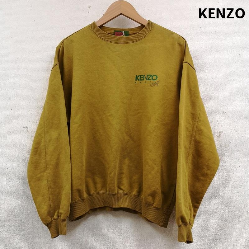 ケンゾー KENZO トレーナー 長袖 90s 日本製 ゴルフ レトロ ビッグロゴ クルーネック スウェット トレーナー 1 マスタード / マスタード / メンズ USED 古着 中古 50166300