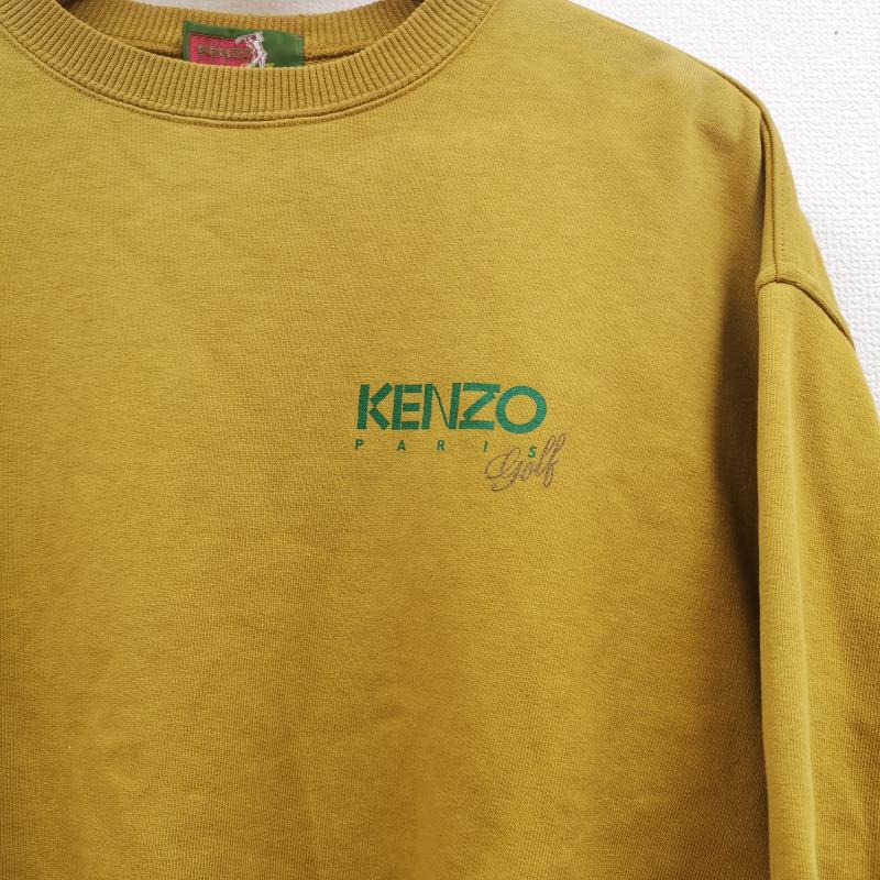 ケンゾー KENZO トレーナー 長袖 90s 日本製 ゴルフ レトロ ビッグロゴ クルーネック スウェット トレーナー 1 マスタード / マスタード / メンズ USED 古着 中古 50166300