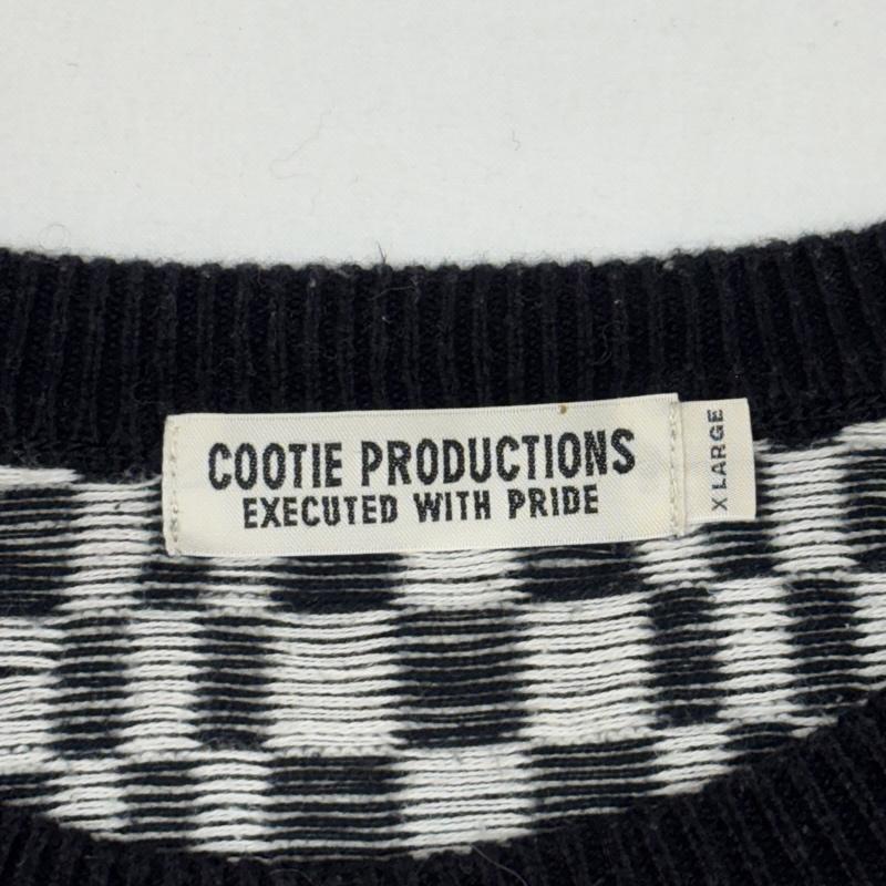 クーティー COOTIE ニット、セーター 長袖 チェッカーボード柄 クルーネック コットン ニット セーター XL チェック メンズ USED 古着 中古 50166301