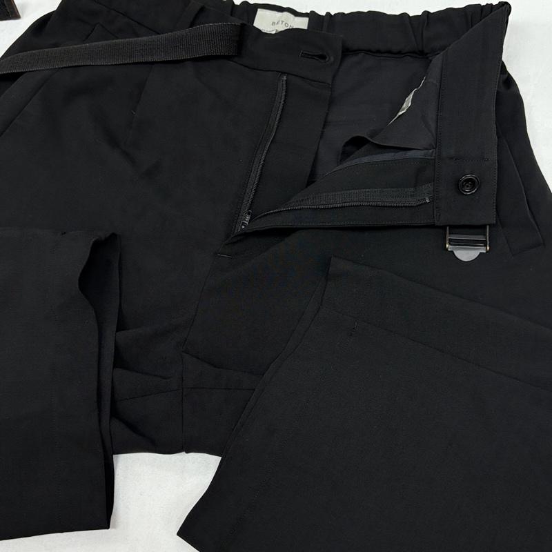 ベトン BETON ボトムス ボトムス 201-04A ワイド スラックス パンツ ベルト付き 2 黒 / ブラック / black メンズ USED 古着 中古 50166316