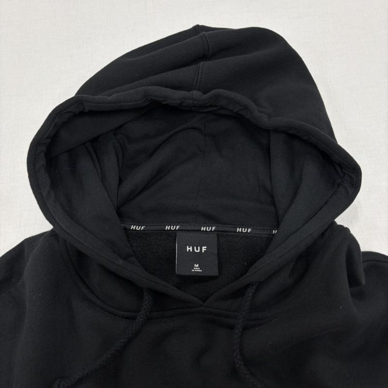 ハフ HUF パーカー 長袖 スウェット プルオーバー フーディー パーカー トライアングル ロゴ 両面 プリント 裏起毛 M ロゴ、文字 X プリント 黒 / ブラック / black X 黄緑 / イエローグリーン / X 灰 / グレー / gray メンズ USED 古着 中古 50166317