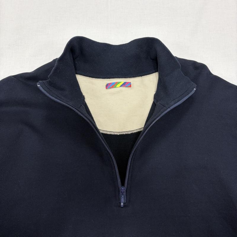 イズネス is-ness トレーナー 長袖 ZIP SWEATSHIRT ハーフジップ スウェット シャツ スウェット ジップポケット L 無地 紺 / ネイビー / navy メンズ USED 古着 中古 50166321