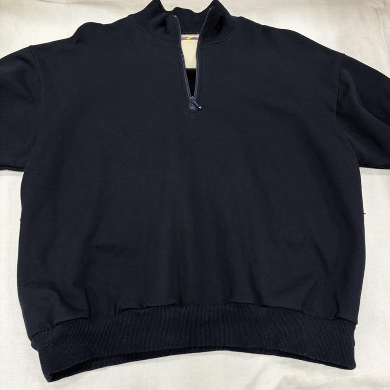 イズネス is-ness トレーナー 長袖 ZIP SWEATSHIRT ハーフジップ スウェット シャツ スウェット ジップポケット L 無地 紺 / ネイビー / navy メンズ USED 古着 中古 50166321