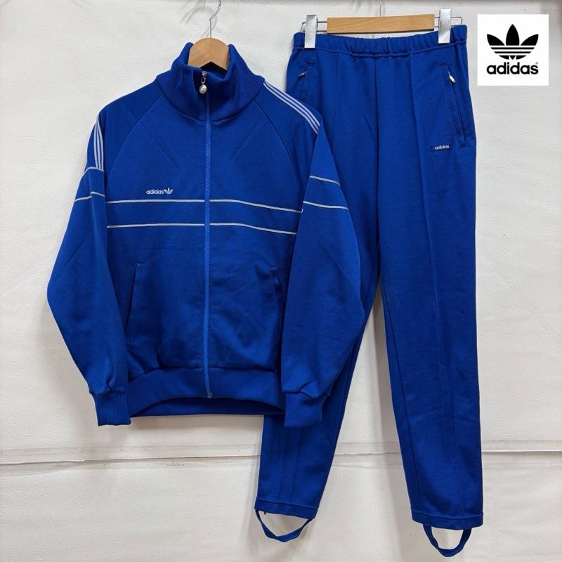 アディダス adidas ジャケット、上着 ジャケット、ブレザー 70s 80s デサント製 TECHNO トラックジャケット パンツ ジャージ セットアップ ロゴ 刺繍 OLD オールド ヴィンテージ M ロゴ、文字 X 刺繍 青 / ブルー / blue X 白 / ホワイト / white メンズ USED 古着 中古 50166322