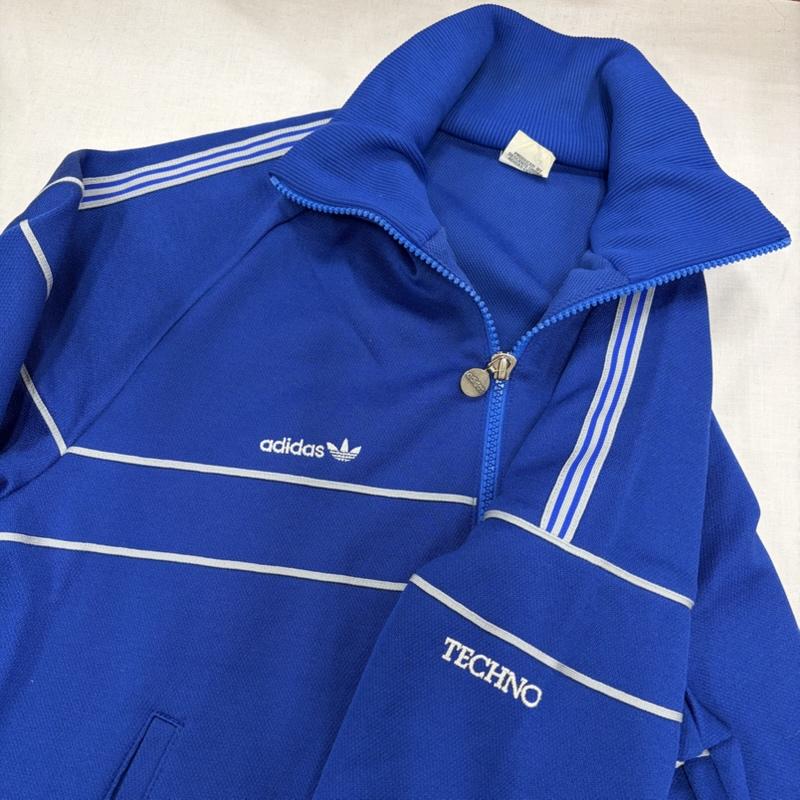 アディダス adidas ジャケット、上着 ジャケット、ブレザー 70s 80s デサント製 TECHNO トラックジャケット パンツ ジャージ セットアップ ロゴ 刺繍 OLD オールド ヴィンテージ M ロゴ、文字 X 刺繍 青 / ブルー / blue X 白 / ホワイト / white メンズ USED 古着 中古 50166322