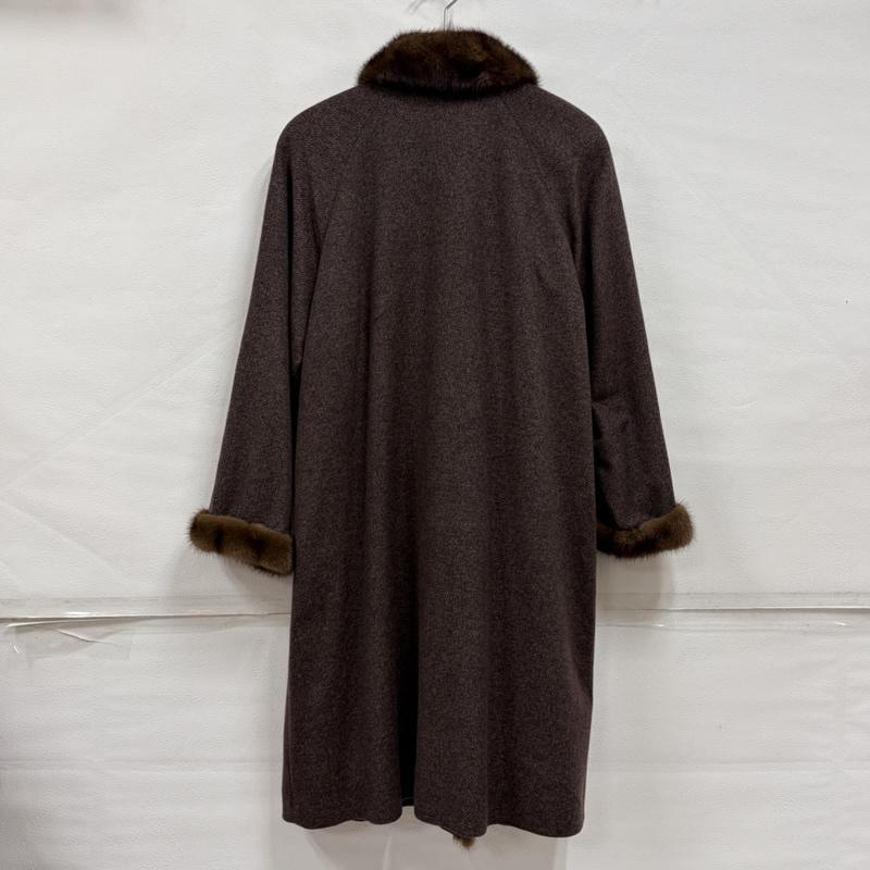 バルマン BALMAIN コート コート一般 カシミヤ シルク ファー ロングコート 11号 ロゴボタン 11号 無地 茶 / ブラウン / brown レディース USED 古着 中古 50166323