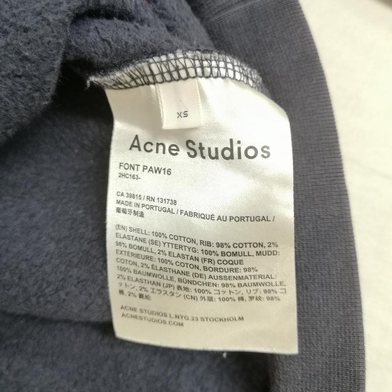 アクネストゥディオズ Acne Studios トレーナー 長袖 ポルトガル製 ガーメントダイ フェード加工 裏起毛 クルーネック スウェット トレーナー 2HC163 XS 紺 / ネイビー / navy メンズ USED 古着 中古 50166326