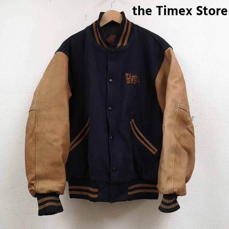 古着 USED ジャケット、上着 レザージャケット the Timex Store USA製 GAME Sportswear プレミアムレザー スタジャン バーシティ ジャケット M 紺 / ネイビー / navy メンズ USED 古着 中古 50166329