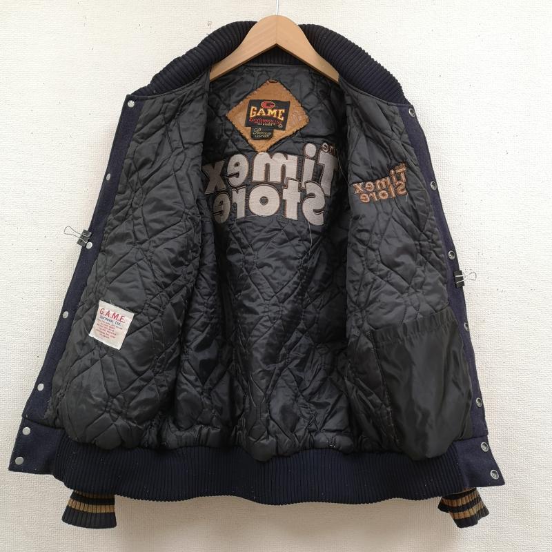 古着 USED ジャケット、上着 レザージャケット the Timex Store USA製 GAME Sportswear プレミアムレザー スタジャン バーシティ ジャケット M 紺 / ネイビー / navy メンズ USED 古着 中古 50166329