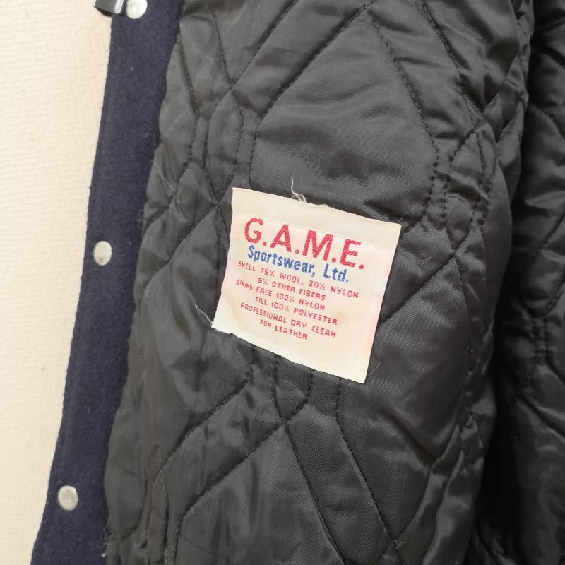 古着 USED ジャケット、上着 レザージャケット the Timex Store USA製 GAME Sportswear プレミアムレザー スタジャン バーシティ ジャケット M 紺 / ネイビー / navy メンズ USED 古着 中古 50166329