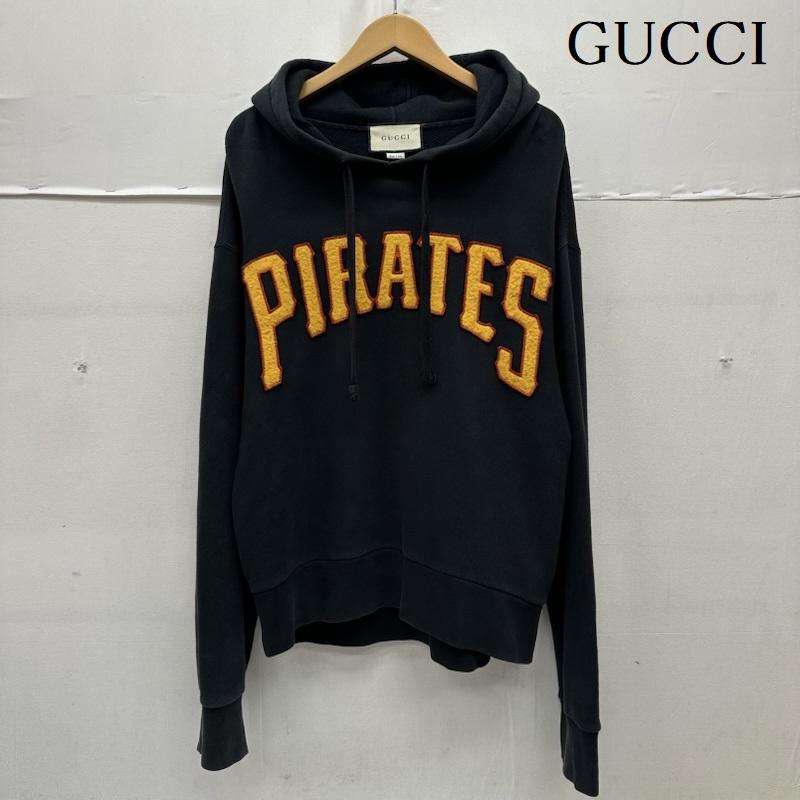 グッチ GUCCI パーカー 長袖 18AW MLB PIRTES HOODIE ロゴ ワッペン パーカー 475374 X9Y97 S 黒 / ブラック / black メンズ USED 古着 中古 50166334