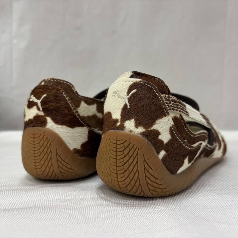 プーマ PUMA シューズ バレエシューズ メリージェーン アニマル カウ柄 SPEEDCAT BALLET COW WNS スピードキャット バレット スニーカー 407787-01 25.5cm アニマル柄 白 / ホワイト / white X 茶 / ブラウン / brown レディース USED 古着 中古 50166337