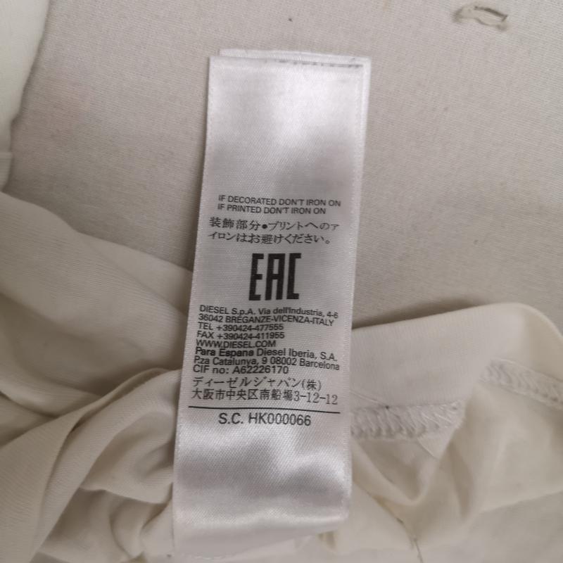 ディーゼル DIESEL Tシャツ 半袖 めくれ 剝がれ だまし絵風 ボックスロゴ S/S TEE 半袖 Tシャツ S.C.HK000066 L 白 / ホワイト / white メンズ USED 古着 中古 50166340