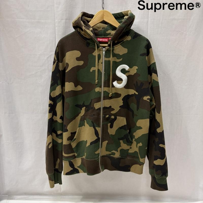 シュプリーム Supreme パーカー 長袖 S LOGO ZIP UP HOODED SWEAT CAMO Sロゴジップアップパーカー 迷彩 カモフラ M カモフラージュ柄・迷彩 黒 / ブラック / black X 緑 / グリーン / green X 茶 / ブラウン / brown X ベージュ / ベージュ / beige メンズ USED 古着 中古 50166350