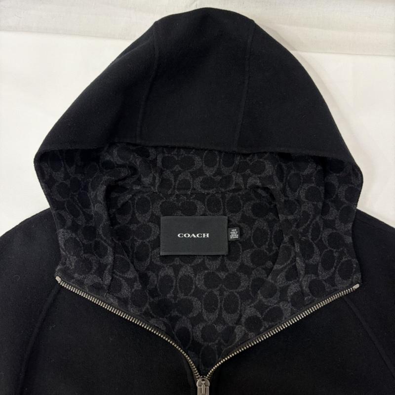 コーチ COACH ジャケット、上着 ポンチョ ウール ケープ シグネチャー 切替 フーデッド ハーフコート CL278 ポンチョ風 - 無地 X ロゴ、文字 黒 / ブラック / black レディース USED 古着 中古 50166351