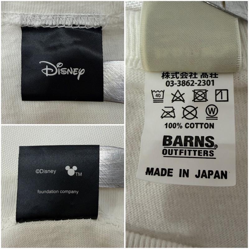 バーンズアウトフィッターズ BARNS OUTFITTERS Tシャツ 半袖 24ss 吊り編みTシャツ ミッキーマウスTシャツ white L ©DISNEY MICKEY MOUSE L キャラクター X プリント 白 / ホワイト / white メンズ USED 古着 中古 50166354