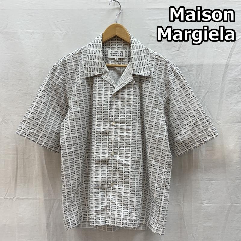 メゾン マルジェラ Maison Margiela シャツ、ブラウス 半袖 10ライン 19AW FRAGILE S/S SHIRT 総柄 オープンカラー ボックス シャツ - 総柄 白 / ホワイト / white メンズ USED 古着 中古 50166364
