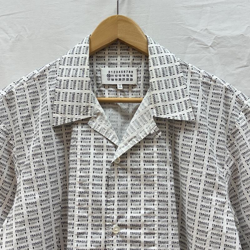 メゾン マルジェラ Maison Margiela シャツ、ブラウス 半袖 10ライン 19AW FRAGILE S/S SHIRT 総柄 オープンカラー ボックス シャツ - 総柄 白 / ホワイト / white メンズ USED 古着 中古 50166364