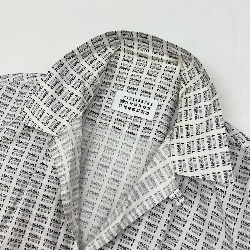 メゾン マルジェラ Maison Margiela シャツ、ブラウス 半袖 10ライン 19AW FRAGILE S/S SHIRT 総柄 オープンカラー ボックス シャツ - 総柄 白 / ホワイト / white メンズ USED 古着 中古 50166364