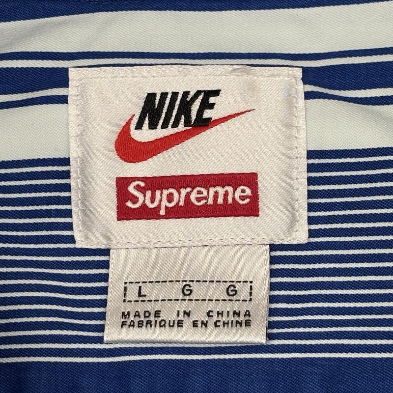 シュプリーム Supreme シャツ、ブラウス 長袖 NIKE ナイキ コラボ 21SS Cotton Twill Shirt ストライプ コットンツイル シャツ DB0499-431 L ストライプ 白 / ホワイト / white X 青 / ブルー / blue メンズ USED 古着 中古 50166366
