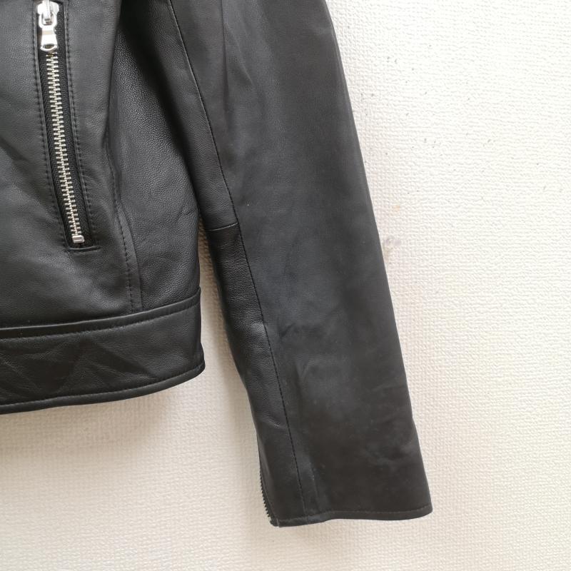 ユナイテッドアローズグリーンレーベルリラクシング UNITED ARROWS green label relaxing ジャケット、上着 レザージャケット 羊革 ラム レザー シルバー 金具 ダブル ライダース ジャケット 3625-199-1098 38 黒 / ブラック / black レディース USED 古着 中古 50166374