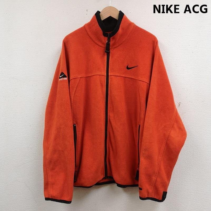 ナイキ エィシージー NIKE ACG ジャケット、上着 ジャンパー、ブルゾン アウトドア 旧ACGロゴ スウッシュ ピットジップ サーマル フリース ジャケット L 橙 / オレンジ / orange メンズ USED 古着 中古 50166375