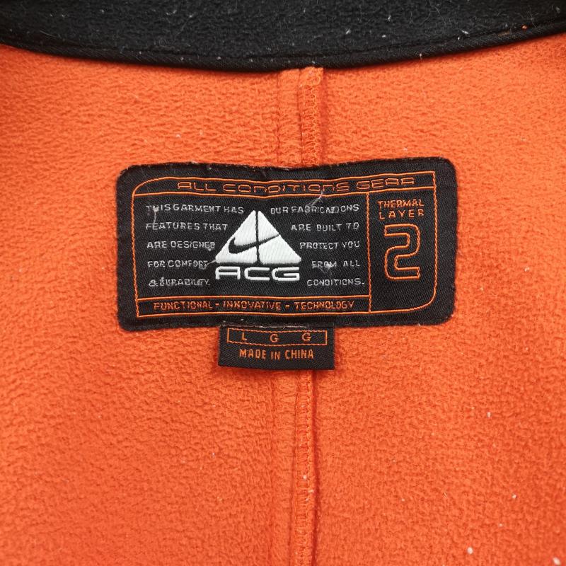 ナイキ エィシージー NIKE ACG ジャケット、上着 ジャンパー、ブルゾン アウトドア 旧ACGロゴ スウッシュ ピットジップ サーマル フリース ジャケット L 橙 / オレンジ / orange メンズ USED 古着 中古 50166375
