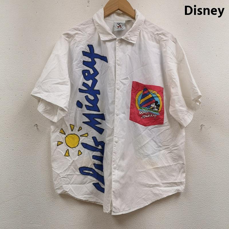 ディズニー Disney シャツ、ブラウス 半袖 mickey&co ウォルトディズニー ミッキーマウス レトロ ポップ 半袖 ボタンダウン シャツ M 白 / ホワイト / white メンズ USED 古着 中古 50166385