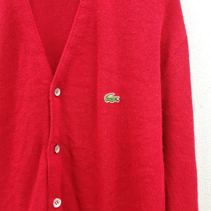 ラコステ LACOSTE カーディガン 長袖 USA製 IZOD 緑ワニ 糸巻きタグ ロングリブ 皿ボタン ニット カーディガン L 赤 / レッド / red メンズ USED 古着 中古 50166386