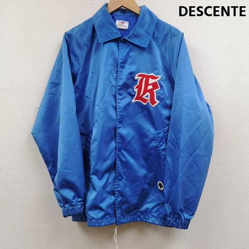 デサント DESCENTE ジャケット、上着 ジャンパー、ブルゾン フェルト ワッペン ロゴ刺繡 ドローコード スタジャン コーチジャケット M 青 / ブルー / blue メンズ USED 古着 中古 50166387