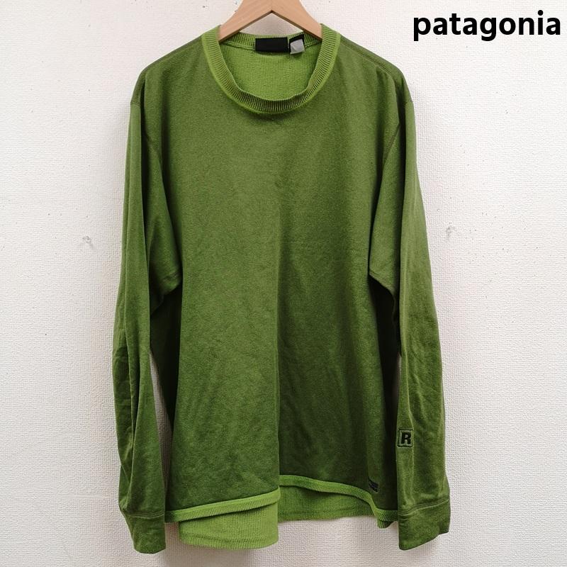 パタゴニア patagonia Tシャツ 長袖 USA製 POLARTEC R5 フィッツロイ ステッチ ロゴ刺繡 長袖 Ｔシャツ L/STEE L 緑 / グリーン / green メンズ USED 古着 中古 50166391
